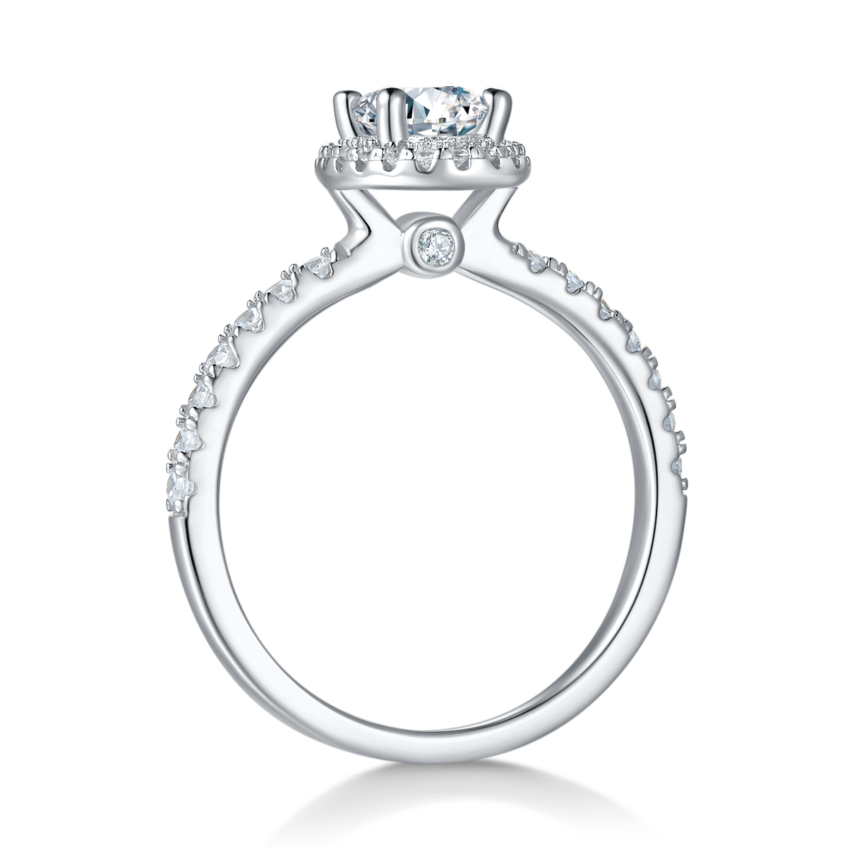 Light luxury egg shaped S925 silver plated white gold moissanite diamond women's ring 1.0 carat D-grade